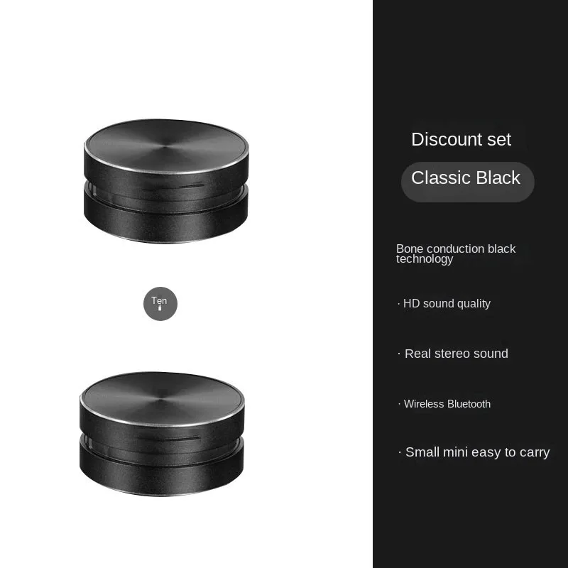 Внешний сабвуфер Epsilon, портативный мини-черный беспроводной динамик Tws, светодиодный металлический динамик костной проводимости