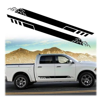 2Pcs Car Body Door Side Auto Long Stripes Vinyl Decal Mountains Graphic Stickers Decal Racing Decoration