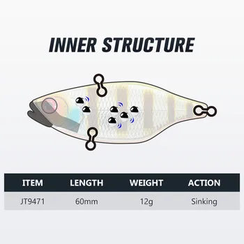 Lure Bait Sinking VIB High-Frequency Vibrating with Rattle Beads Stainless Steel 6cm 12g Artificial Hard Bait Without Hooks – Hard Lure – view 3