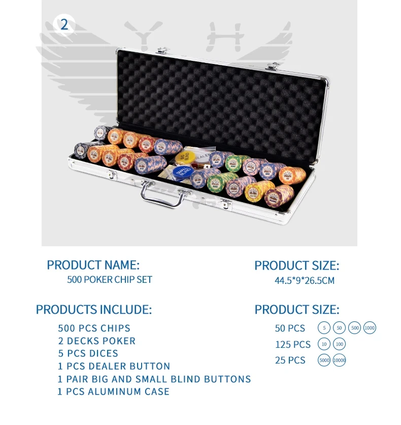 YH 500枚 カジノ工場製 ポーカーチップ セラミックポーカーチップ