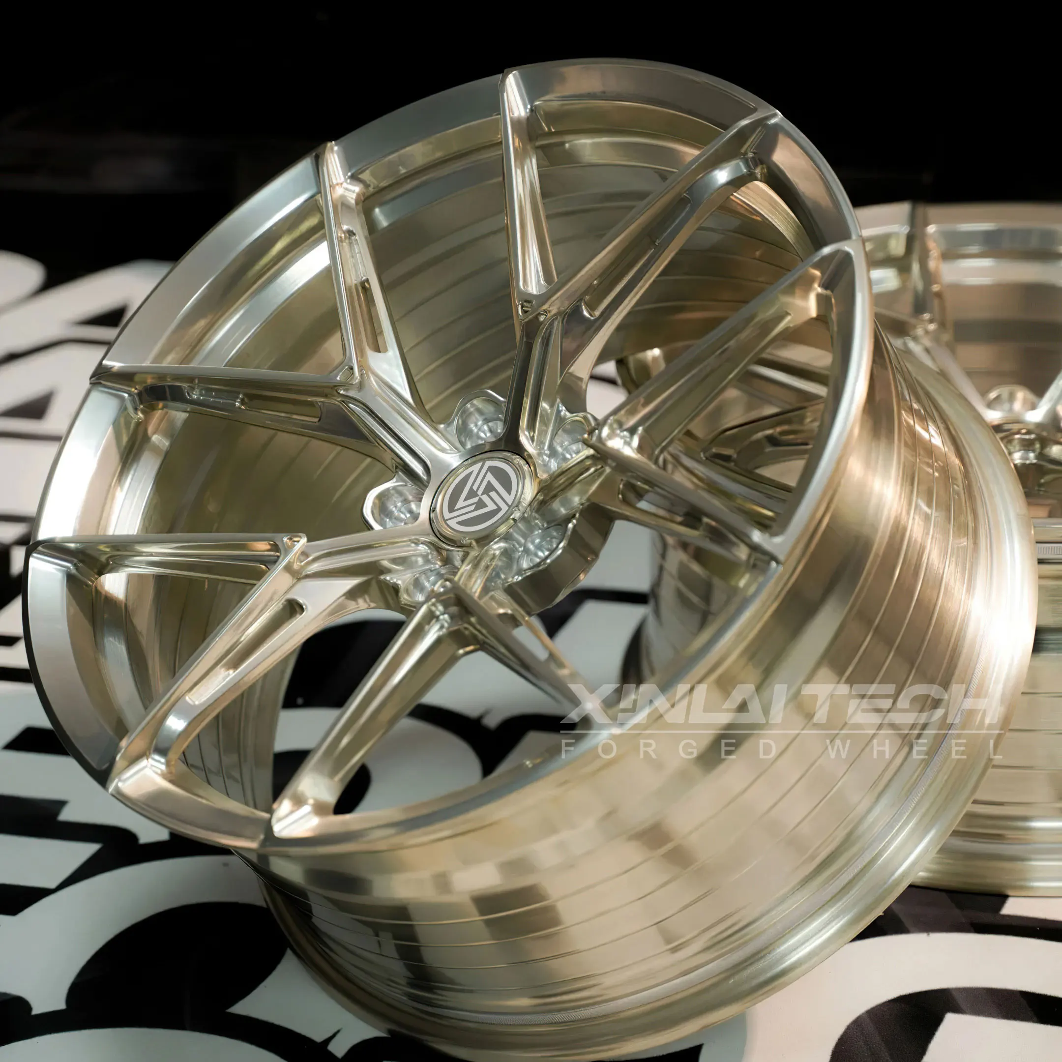 XL Champagne Gold Custom Forged Wheels 1 Piece Monoblock Deep Dish Deep Concave CNC 6061-t6 Aluminium Alloy Wheels - Image 3