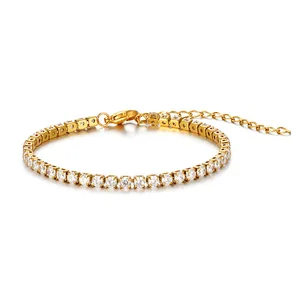 8K Gold Stainless Steel Trendy Zircon Chain & Link Bracelet for Women High-End and Versatile