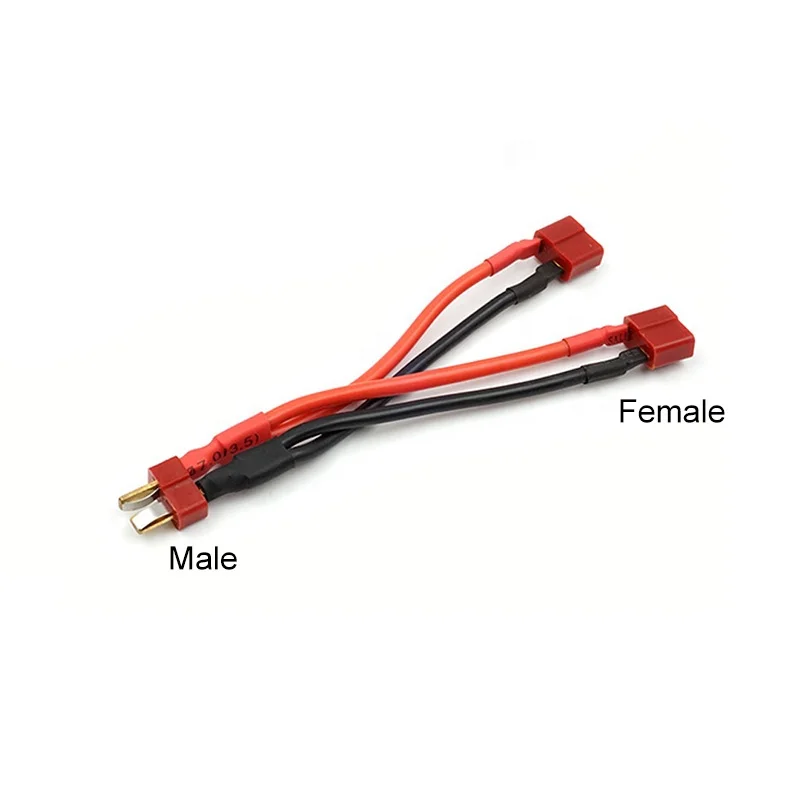 Deans Connector Dual Battery Extension Y Splitter T Plug Adapter Cable 14AWG Leads for RC Lipo Battery Parallel Wire Harness