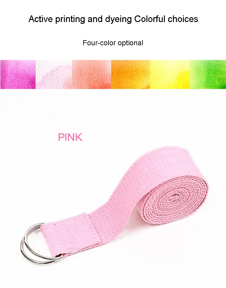 Adjustable Fitness Elastic Organic Cotton Pilates Stretch Band Yoga Strap