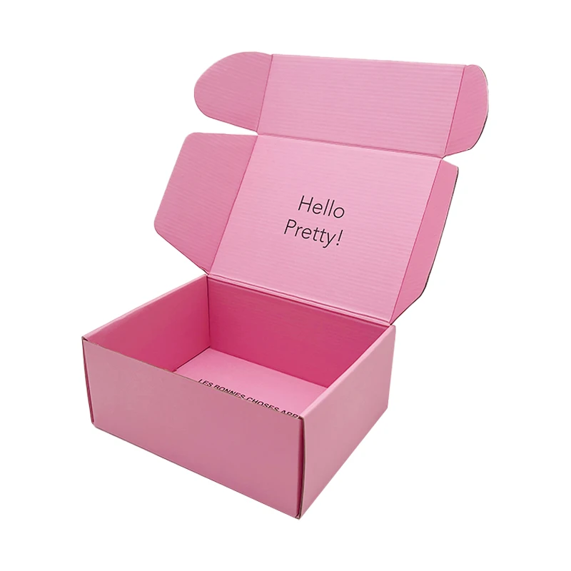 Custom Logo Cardboard Cartons Shipping Mailer Box Pink Cosmetic Set Cosmetics Mailing Skin Care Corrugated Packaging Boxes