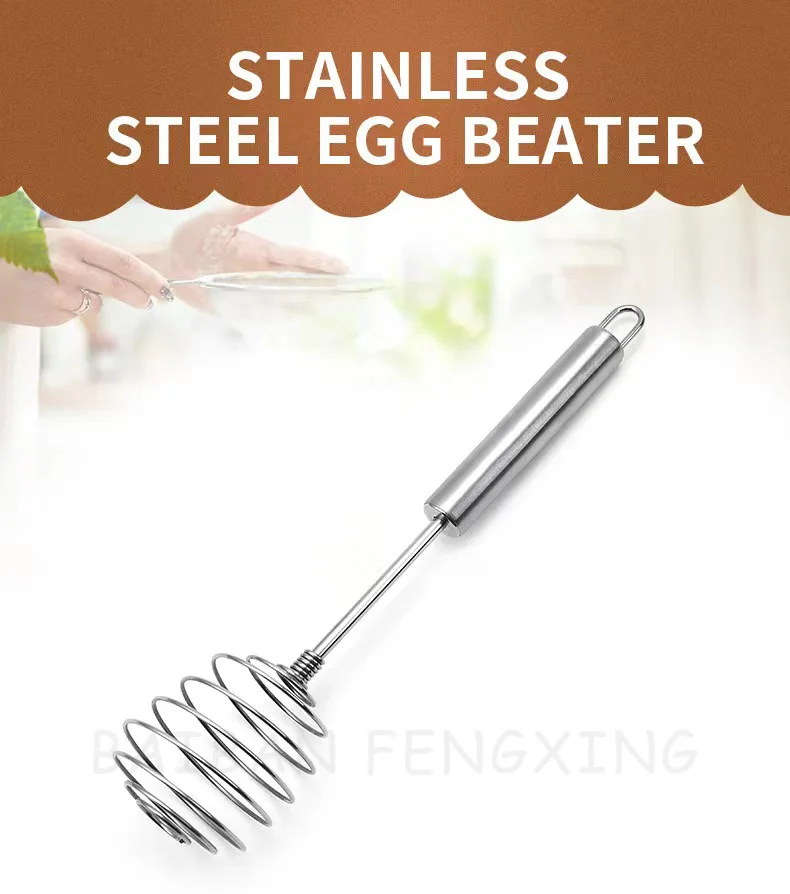 Stainless Steel Eggbeater Rotating Semiautomatic Eggbeater Baking