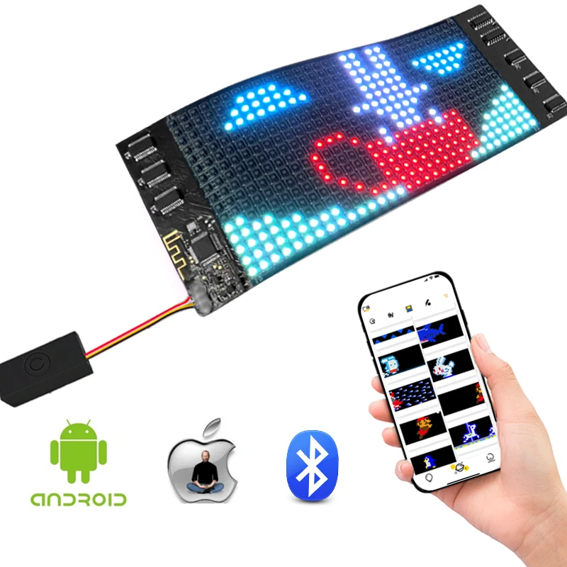 Flexible LED Display Screen T Shirts Hats Caps Bags Insert Programmable Luminous LED Light up Strip Soft APP Edit LED Display