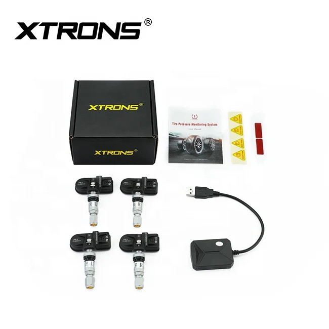 XTRONS TPMS08 Car USB TPMS Sensor for Android Head Units , Tire Pressure Monitoring Alarm System With 4 Internal Sensors