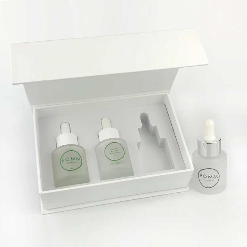 Custom design round dropper glass bottle with gift box packing glass bottle with dropper