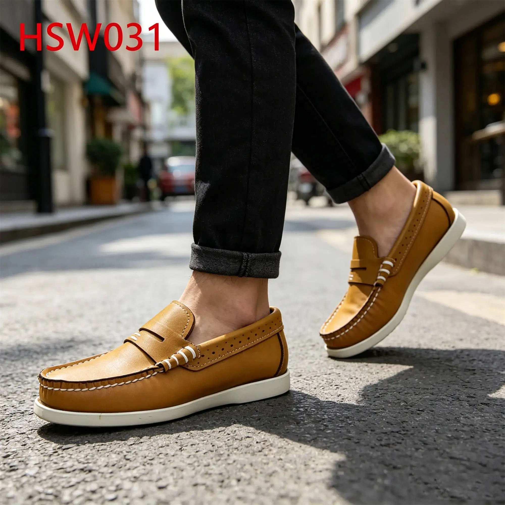 ZYF,Mask Style Full Natural Cow Leather Honey Color/blue Boat Shoes Holiday Trip Customized Size Casual Penny Shoes HSW031