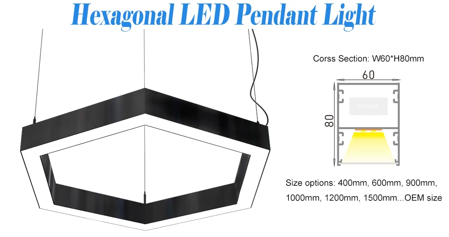 Direct Indirect Lighting Suspended Led Hexagonal Ceiling Light With ...