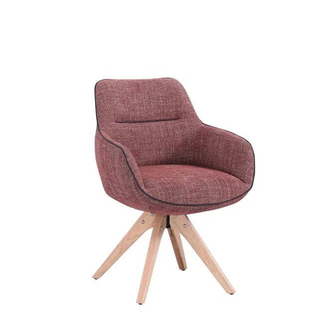 2023 New Arrival Luxury High Quality Fabric Solid Wood Leg Chair Swivel  Dining Chair JDC-1226