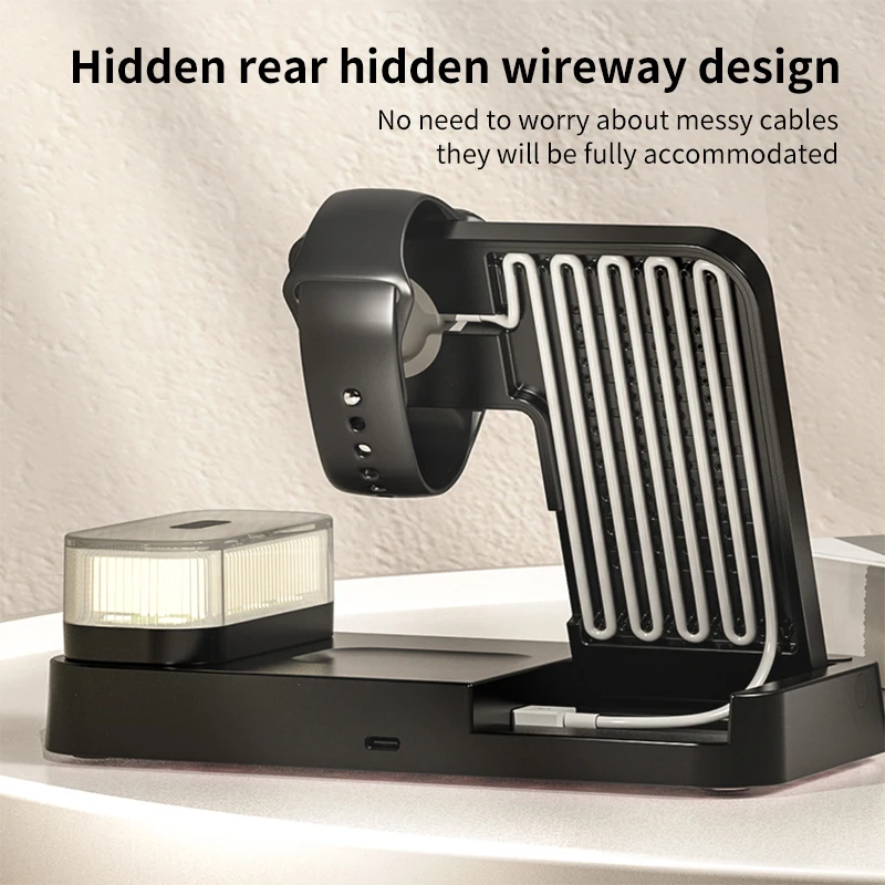 15W 4 in 1 Magnetic Digital Alarm Clock Wireless Charger Stand 3 in 1 Foldable Wireless Charger With RGB Lamp Night Led Light