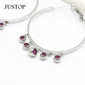 Custom Luxury Jewelry Plated Filled Earring Hoop Earrings Rainbow Gold Cubic Zircon Crystal Trendy Natural Stone Stainless Steel