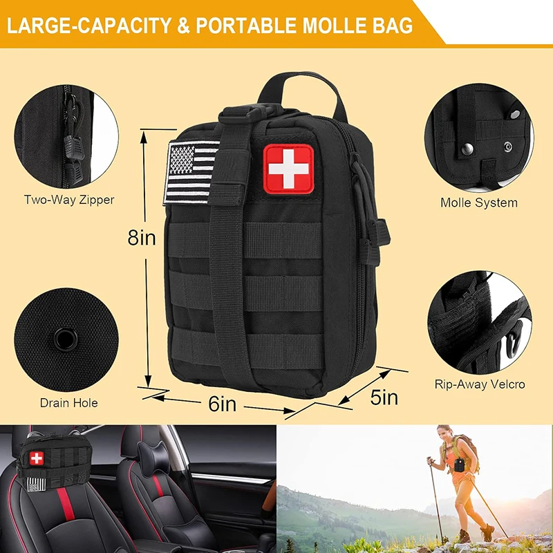 280 in 1 First Aid Kits Outdoor Wilderness SOS Hiking Hunting Hiking Bag Adventure Camping Gear Emergency Survival Kit