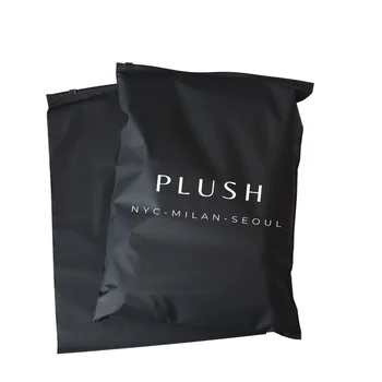 Black Garment Zipper Bag Custom Logo Embossed PE PVC EVA Plastic Shrink Woven Bag with Valve Sealing for Underwear Shoes