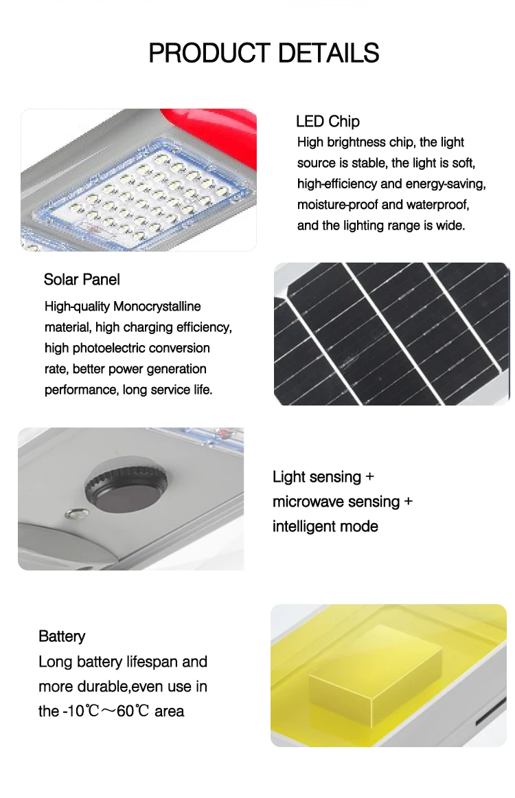 Factory Price New Outdoor Waterproof 20W 30W 40W 50W 60W Integrated All in One LED Solar Street Light