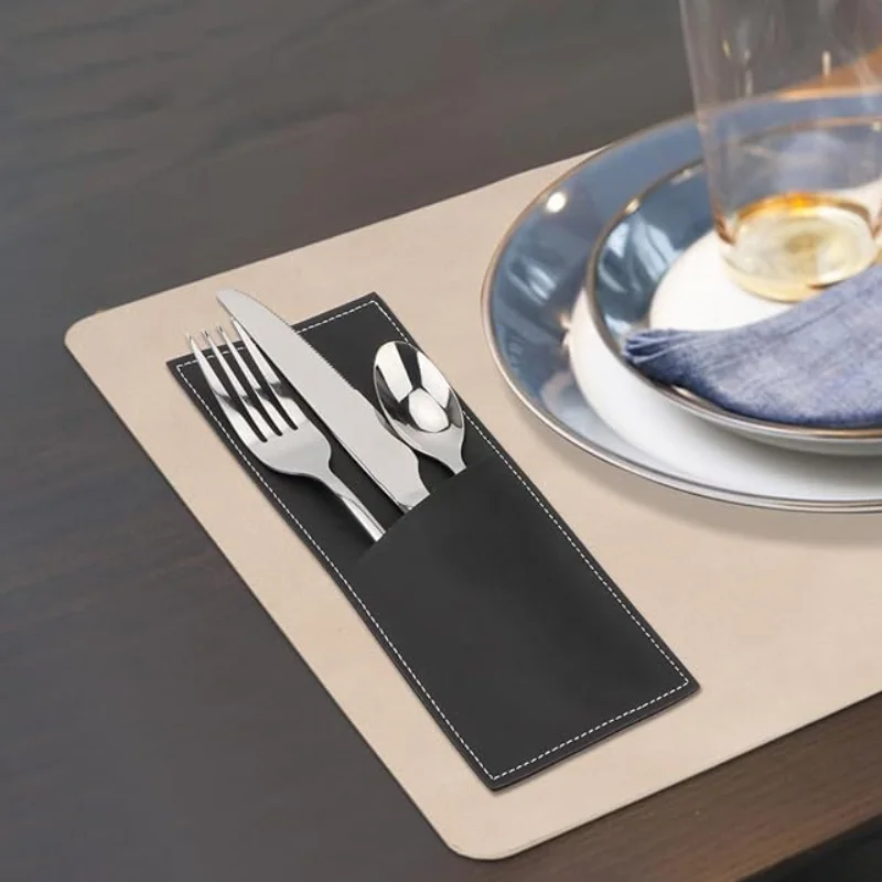 Custodie Economiche in Ecopelle per Posate Porta Utensili Tasche Porta Coltello e Forchetta Manicotti per Argenteria Decorazioni per la Tavola