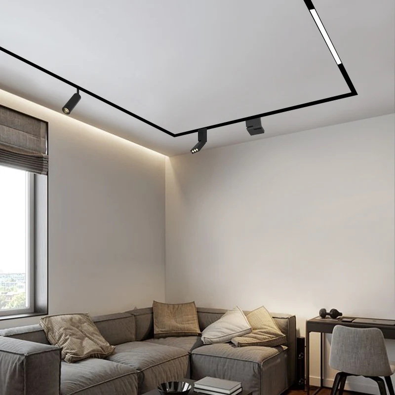 
 Светодиодная трековая система освещения, магнитная трековая поверхность, 48 В постоянного тока, Диммируемые комнатные светильники для выставочного зала, гарантия 5 лет  