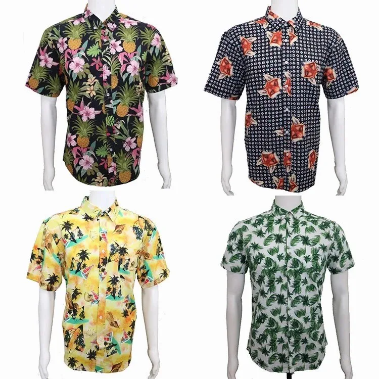 High Quality Men's Shirt Casual Beach Printing Mens Button Up Aloha ...