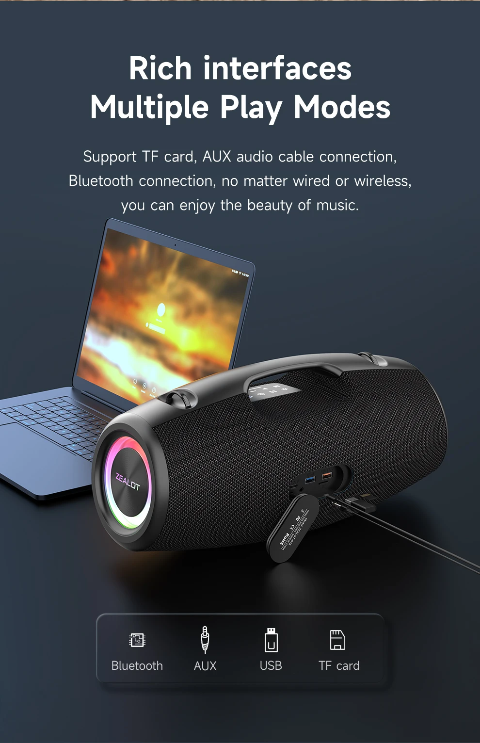 100W Portable Karaoke Speaker - 24000mah Battery Power