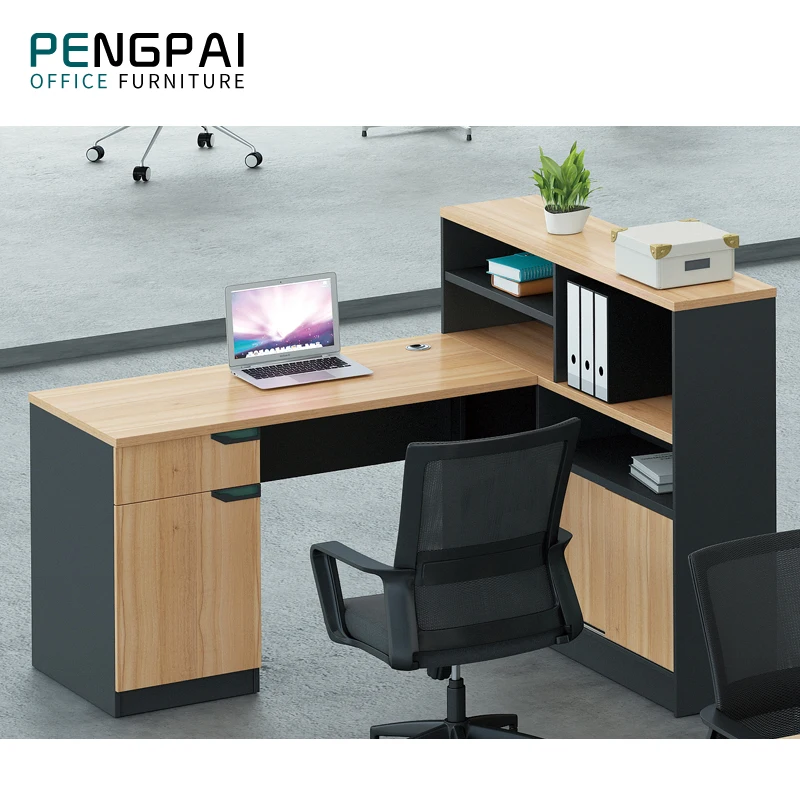 PENGPAI Single Wooden Study Working One Person Storage Workstation With Overhead Cabinet