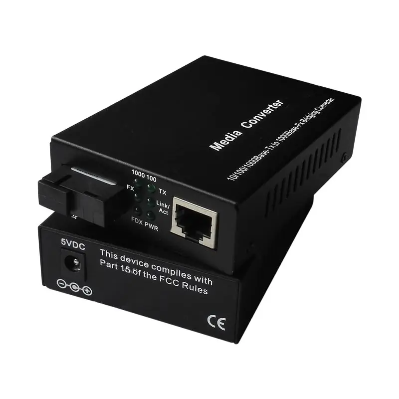 Uguqulisi we-Gigabit Fiber Media, SC Port, 1000Mbps, Single Mode, Single Fiber AB Pair, 3KM, Industrial Plug and Play Kit