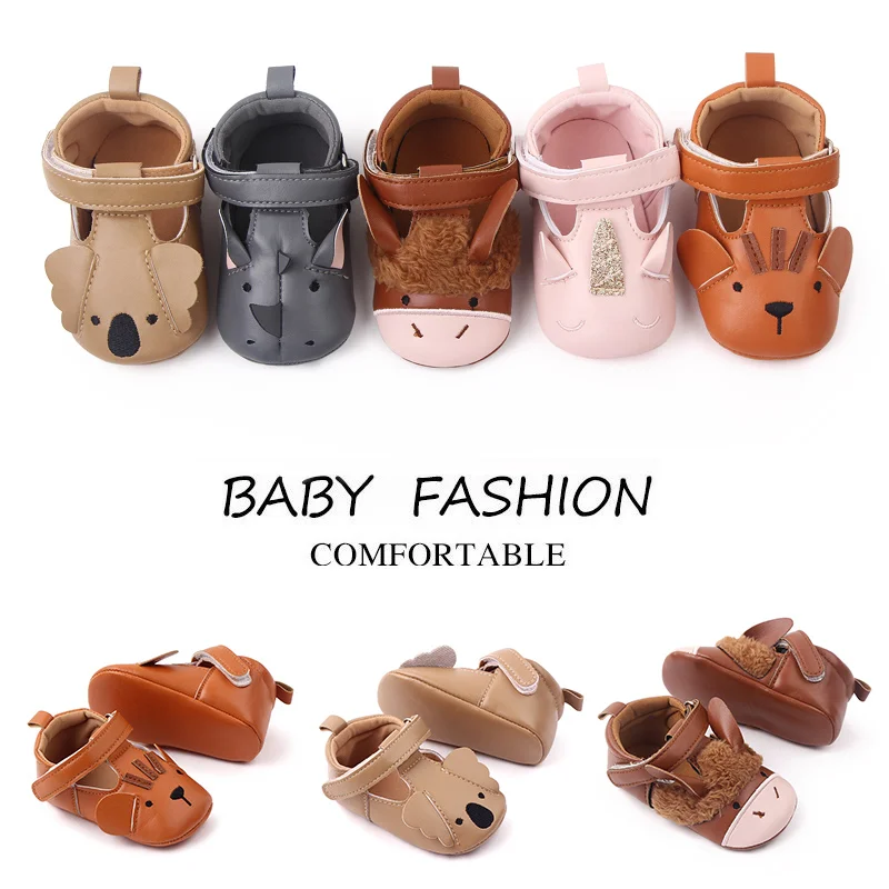 New Arrival Soft PU Leather Cute Animal Babt Toddler Newborn Shoes First Walking Prewalker Shoes manufacture