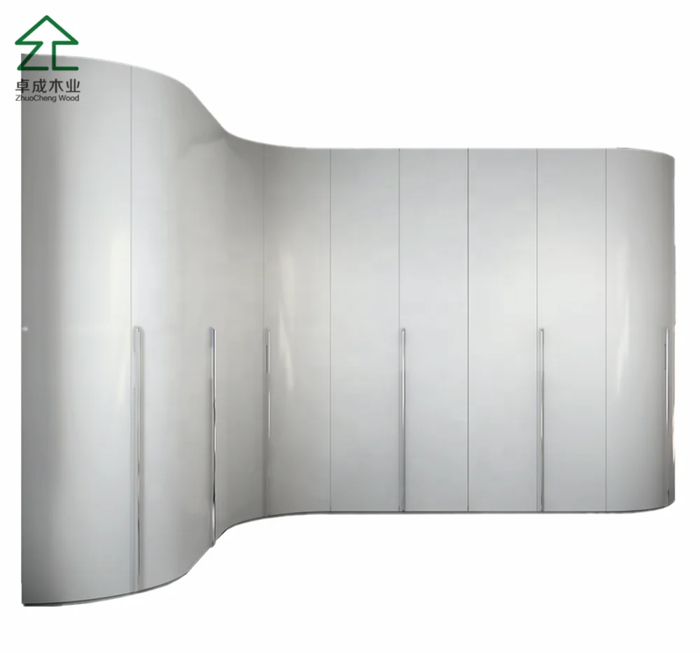 Factory Customized Modern Wardrobe With Hinged Doors High Quality Wooden Bedroom Walk-in Curved Wardrobe Closet