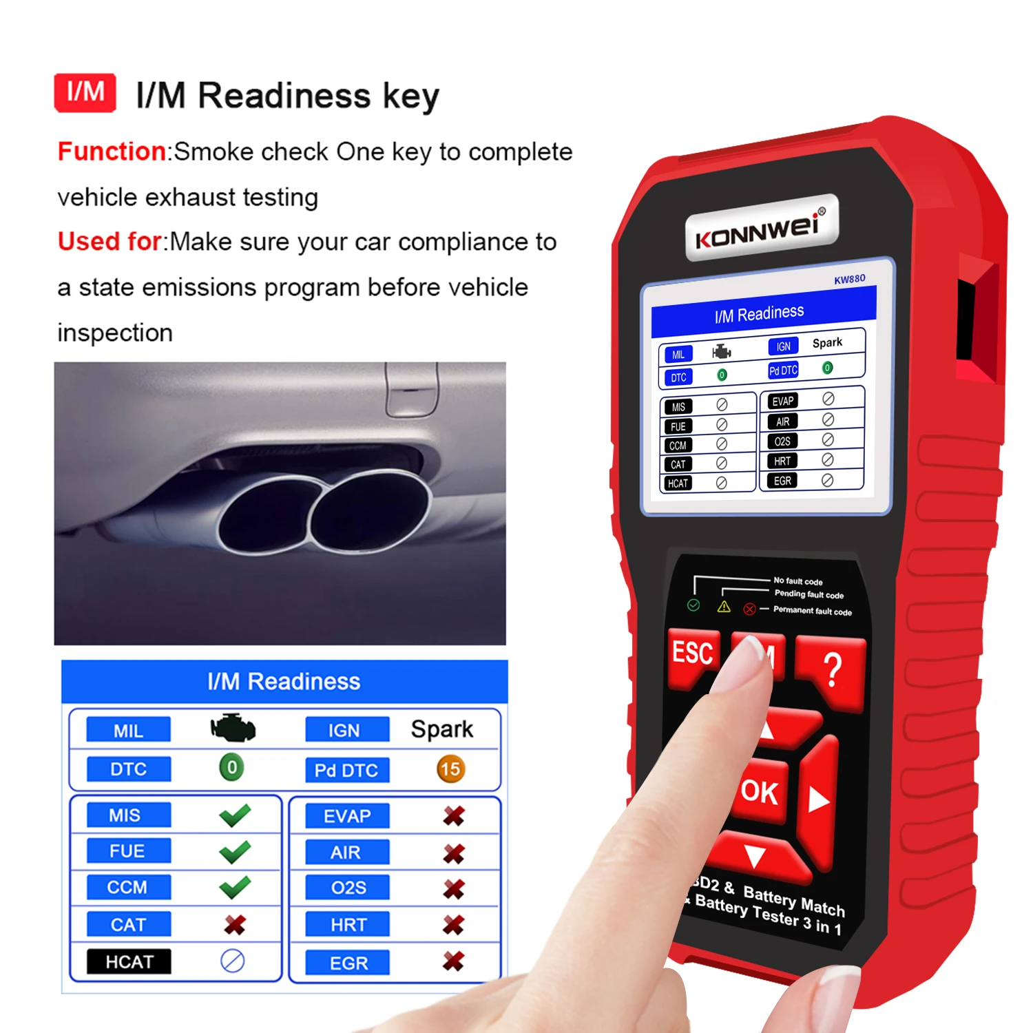 Scanner Diagnostico OBD2 Universale Per Auto 12V, Lettore Codici Errore Con Test Sensori E Monitor EVAP, Per Auto Benzina
