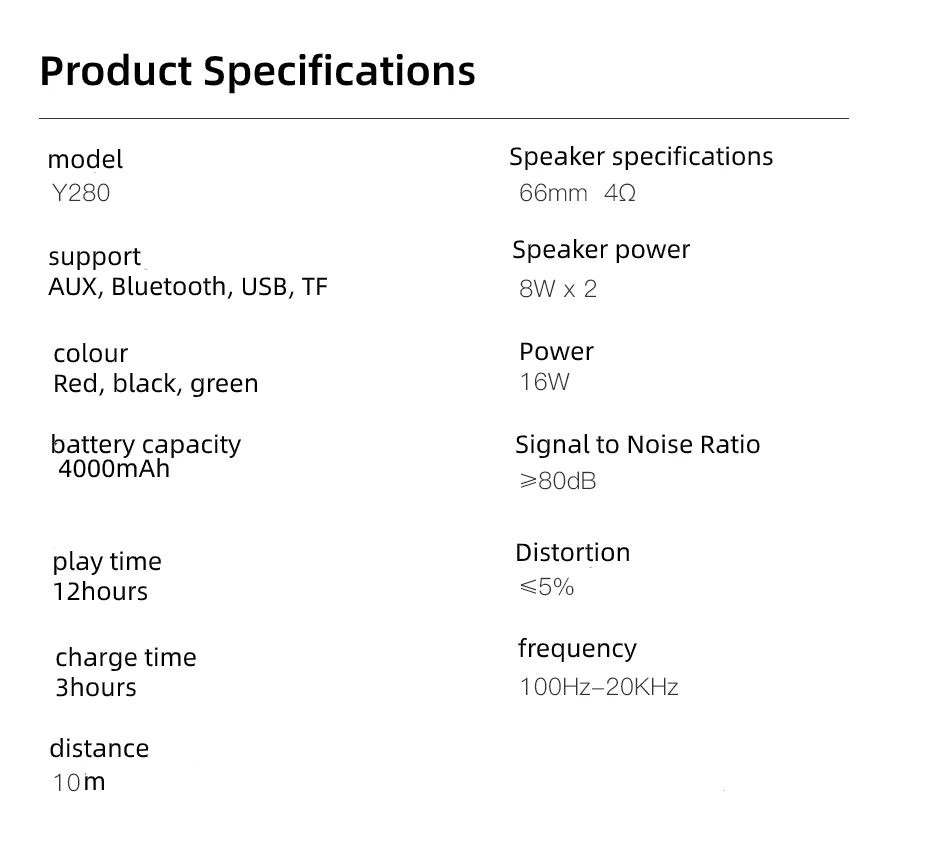 awei y280 specs