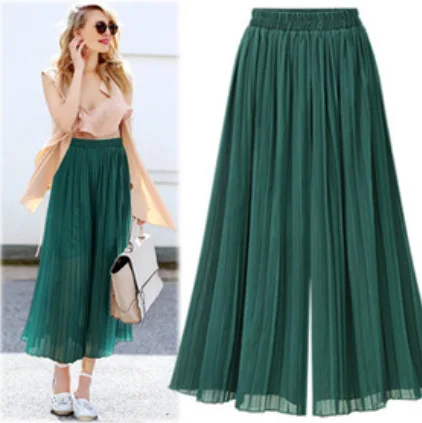 High Waist Wide-leg Chiffon Pants 