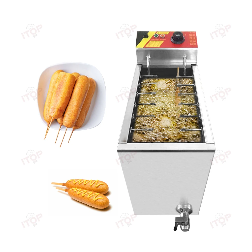 Korean Cheese Hot Dogs Sticks Frying Machine Mozzarella Hot Dog Maker  Machine Corn Dog Deep Fryer Machine