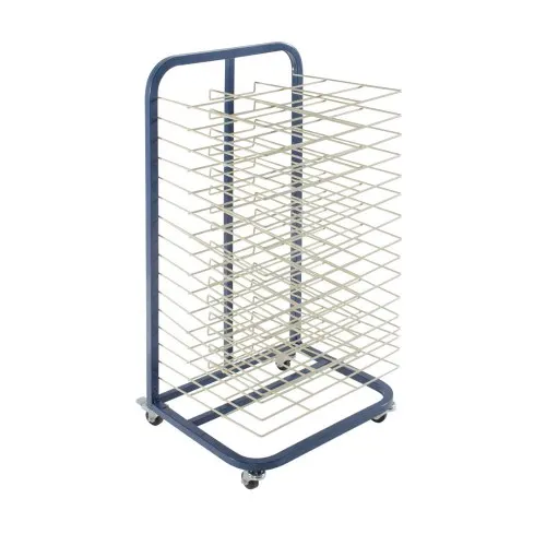 JH-Mech 20 Flexible Shelves with Mobile Cart Easy to Assemble Stable Stackable Metal Drying Rack for Art