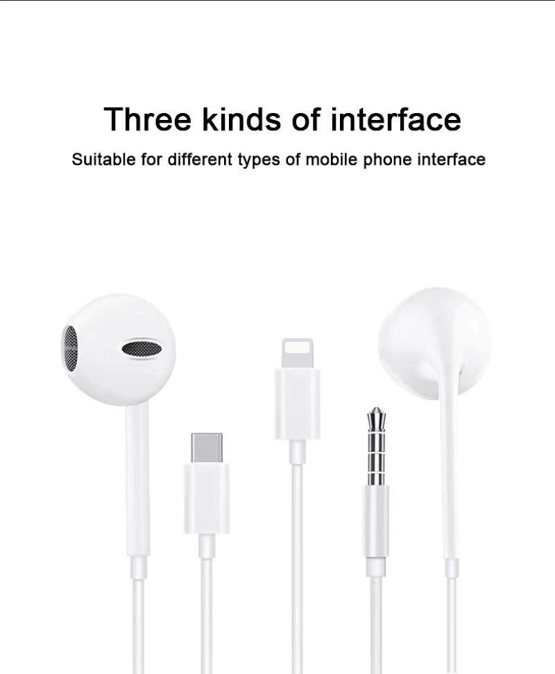 For iPhone 15 USB-C 14 high quality Copper ring 3.5mm Headsets type-c Earphones Android Universal Wired headphones earbuds