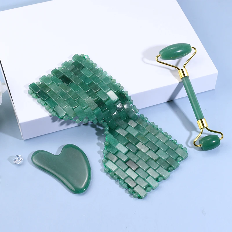 Natural Jade Roller Guasha And Eye Mask Set Jade Roller And Gua Sha