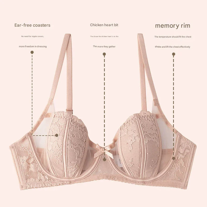 W0208 black lace bra front view