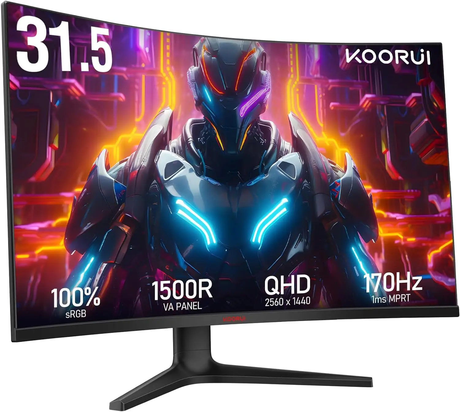 KOORUI 32 Inch Curved Gaming Monitor - 2K 170hz E-Sport Display