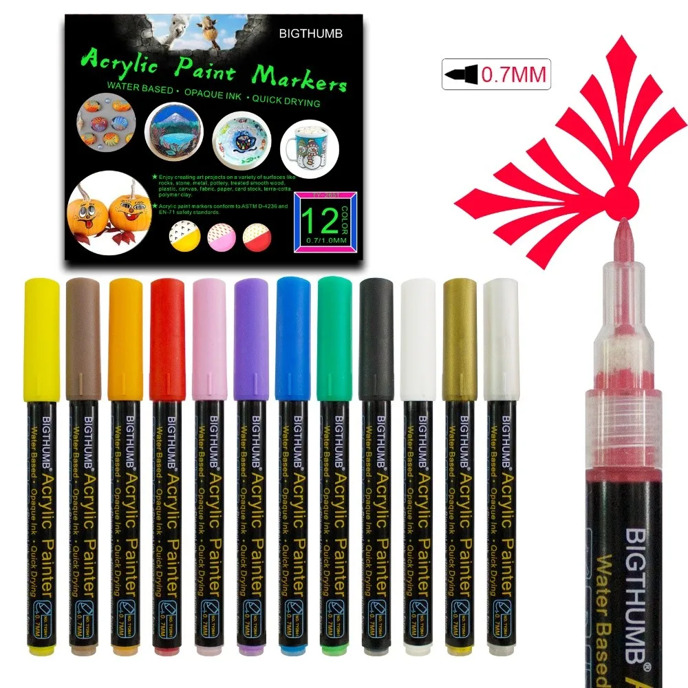 Acrylic Paint Markers,Paint Pens For Rock Painting,Stone,Metal,Glass,Ceramic And Any Surface