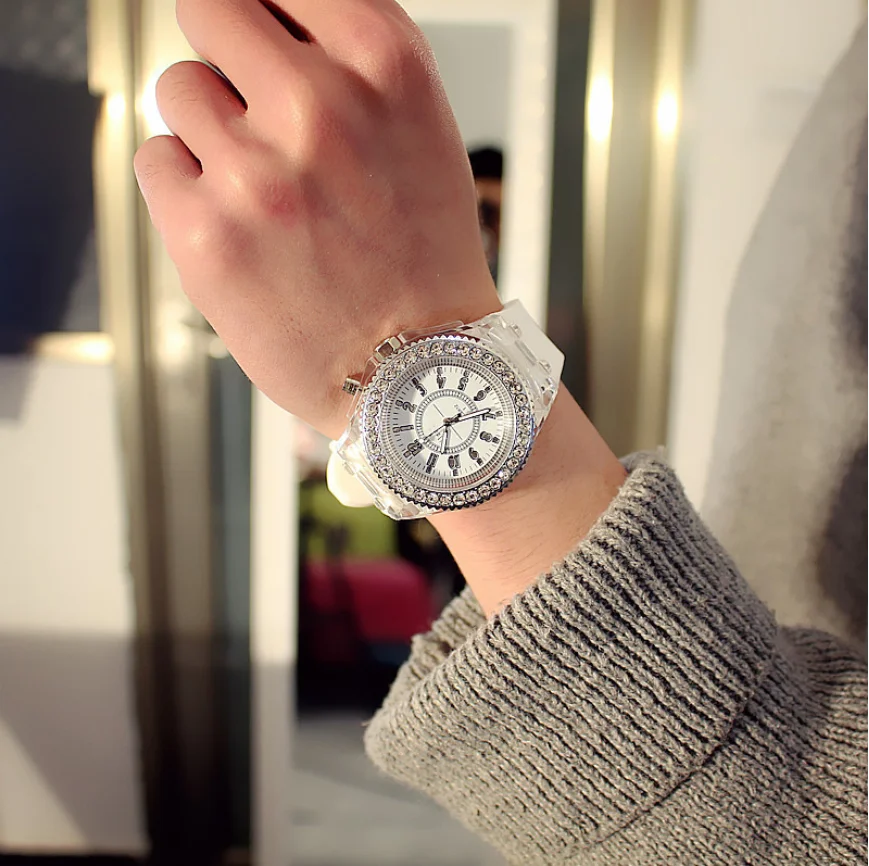 Geneva Luminous Watch Women LED Digital Watch Men Colorful Glow with Silicone Strap Flashing Watch
