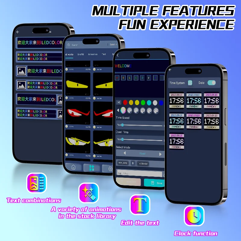 Devil Eyes Smart APP Programmable DIY LED RGB Color LED Screen With Animated Display for Car Accessories Truck Car Light