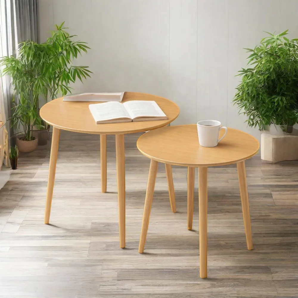 ZB BSCI Factory Modern Simple Design Bamboo Round Small Sofa Table Coffee Tea Side Table Living Room Furniture for Home Use