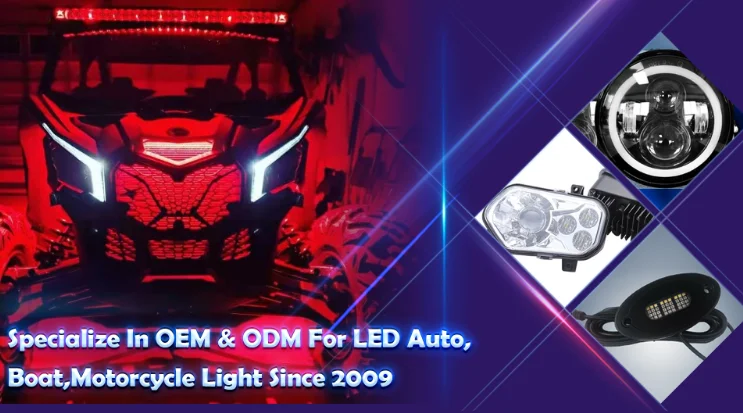 2PCS Multi-color fang lights Kit Pair LED Front Brake Light Bright RZR 1000 Headlight