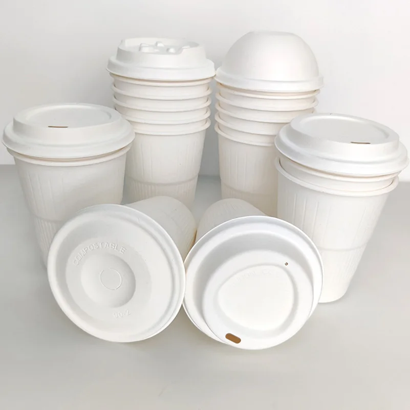 Black Pla Koffiekopje Deksel Biodegradable Cover Eco Paper Pulp Lid For Coffee Cup