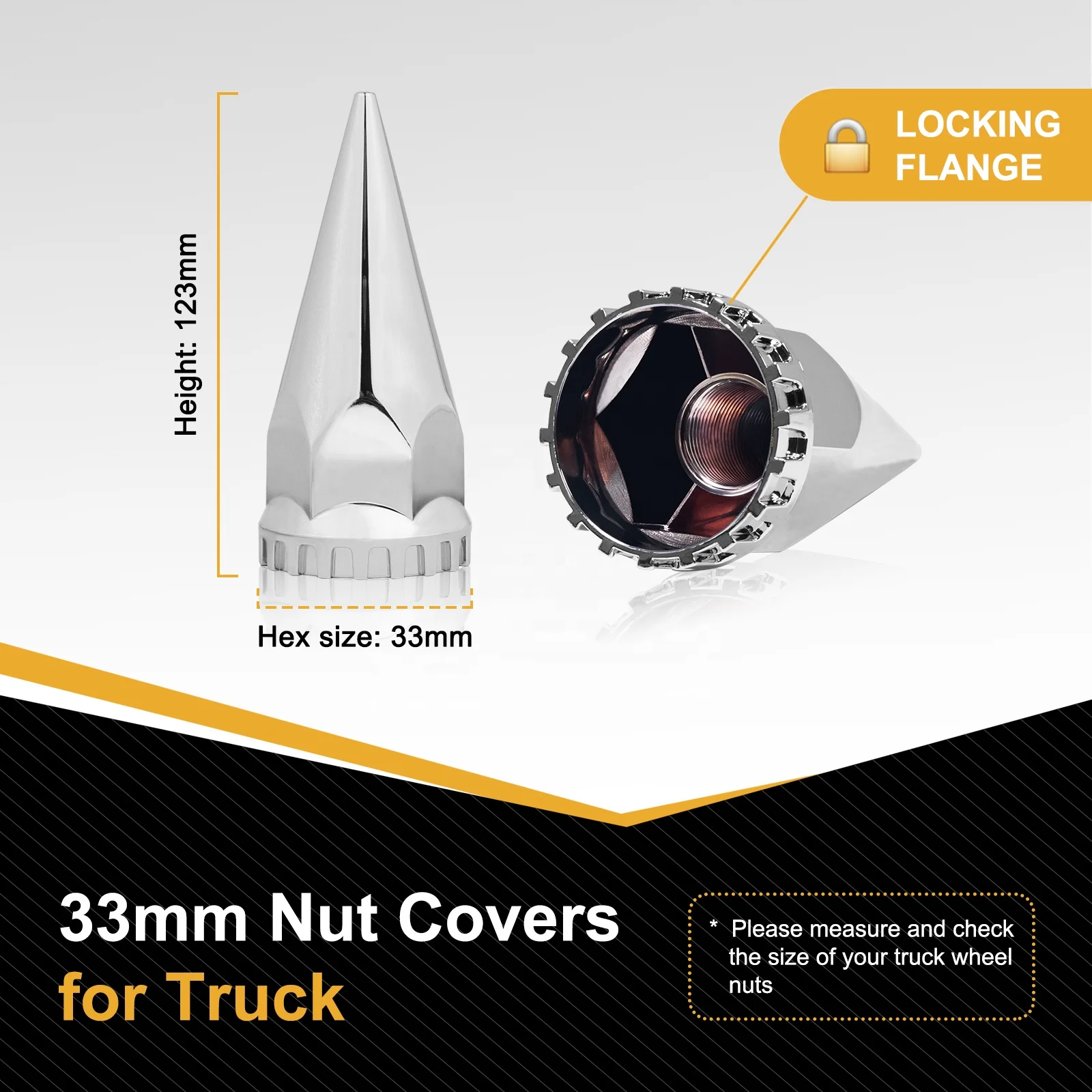 Truck Wheel Nut Cover Twisted On Hex 32 33mm Locking Flange Wheel