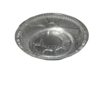 Round shape 215*43mm 8 inched microwavable restaurant use disposable aluminum foil food container used plastic lid