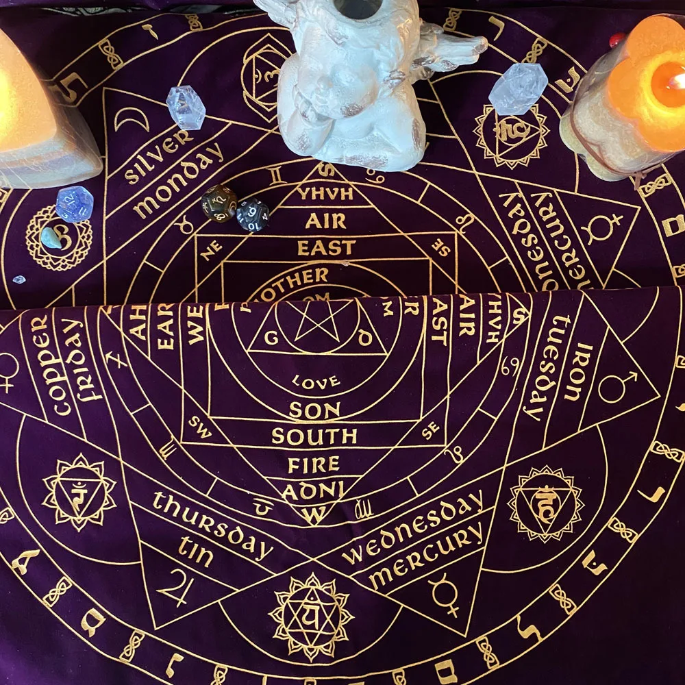 Скатерть для тарота с изображением оракла гадания алтаря бархатный коврик настольная игра астрология карт