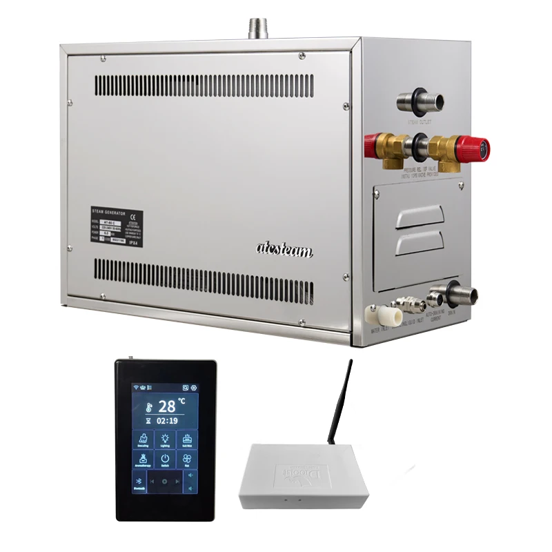 WiFi Bluetooth Controlled 12KW Smart Electric Sauna Steam Bath Generator Modern Turkish Finnish Hammam Spa Shower Steam