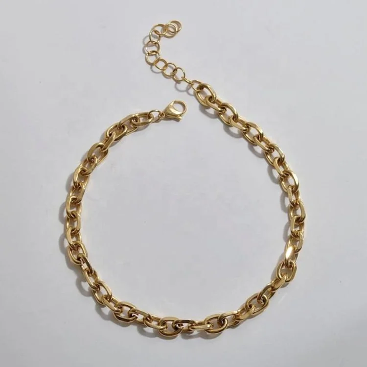 Stylish Vintage Stainless Steel Jewelry Sets Chunky Link Chain 18k Gold