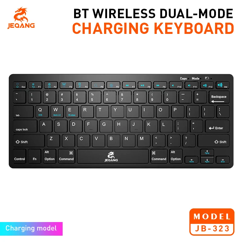 Jeqang Rechargeable Wireless Keyboard Easy-to-Carry BT for Laptops Type C Charging Optical New Product Plastic Material